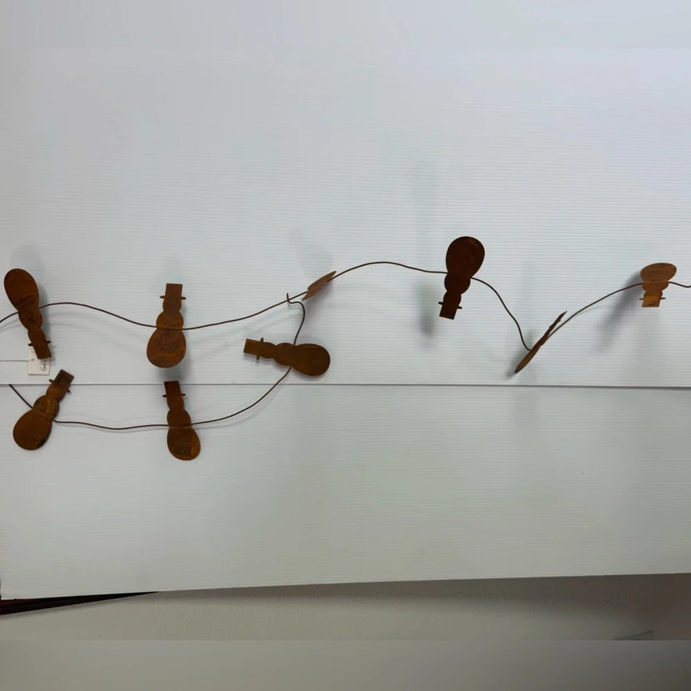 Rustic Metal Snowman Garland - Set of 2